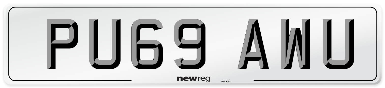 PU69 AWU Number Plate from New Reg